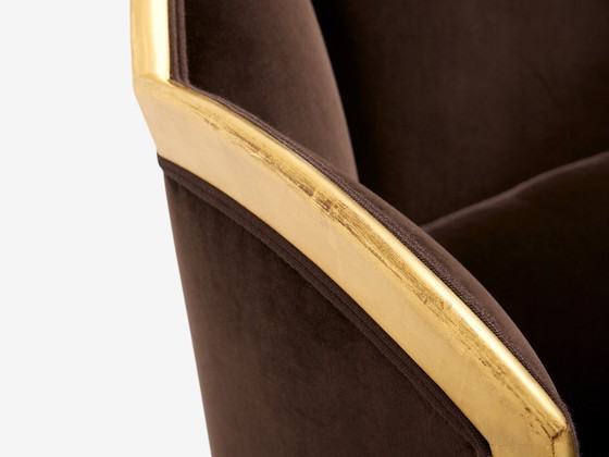 Image 1 of Maurice Dufrène giltwood brown velvet sofa circa 1925