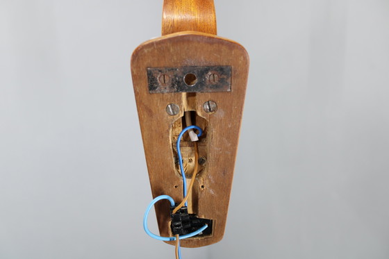 Image 1 of 1960s Wooden Wall Lamp with Glass Shade, Czechoslovakia