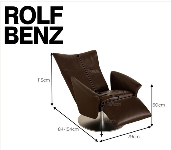 Poltrona reclinabile in pelle Rolf Benz - Marrone, girevole – Poltrone relax, Leather, Metal (photo 6 of 6)