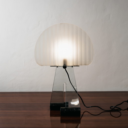 Table Lamp Silhouette Design Table Lamp Marble & Glass 1980's Postmodern