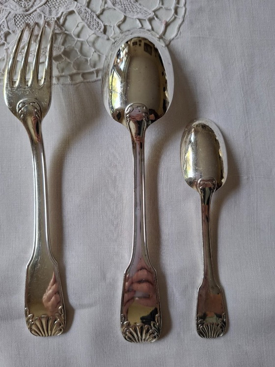 Image 1 of Juego de cubiertos plateados, modelo Coquille/Vendôme, 37 piezas