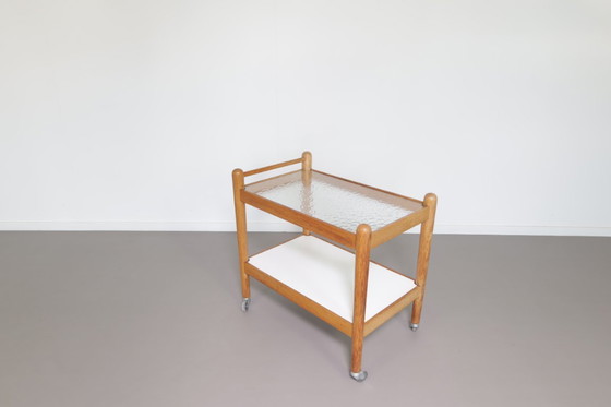 Image 1 of Scandinavische eikenhouten serveerwagen, jaren 50