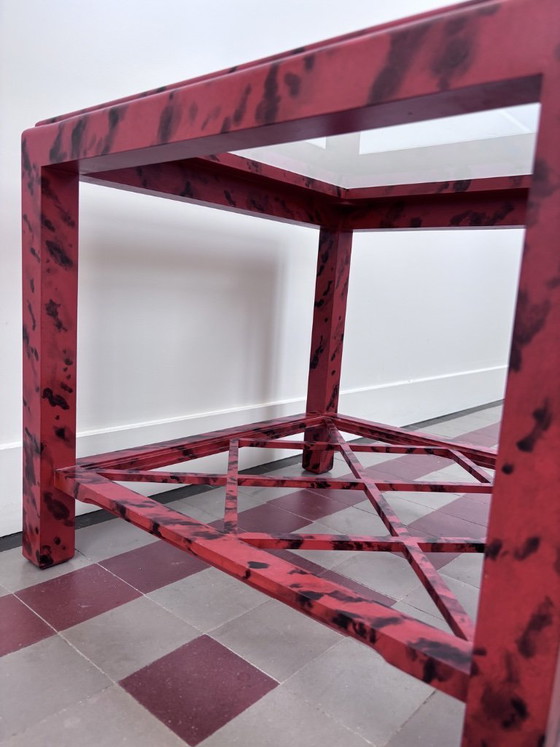 Image 1 of set of 2 Hollywood Regency Chinoiserie - faux Tortoise shell coffee tables