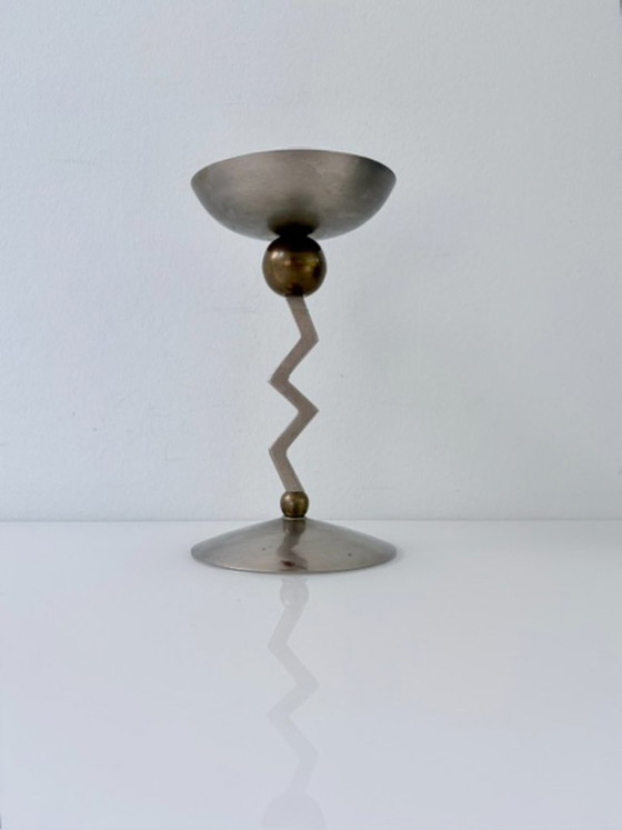 Portacandele Vintage Postmoderno Ottone/Nichel Anni '80 – Metal (photo 9 of 13)