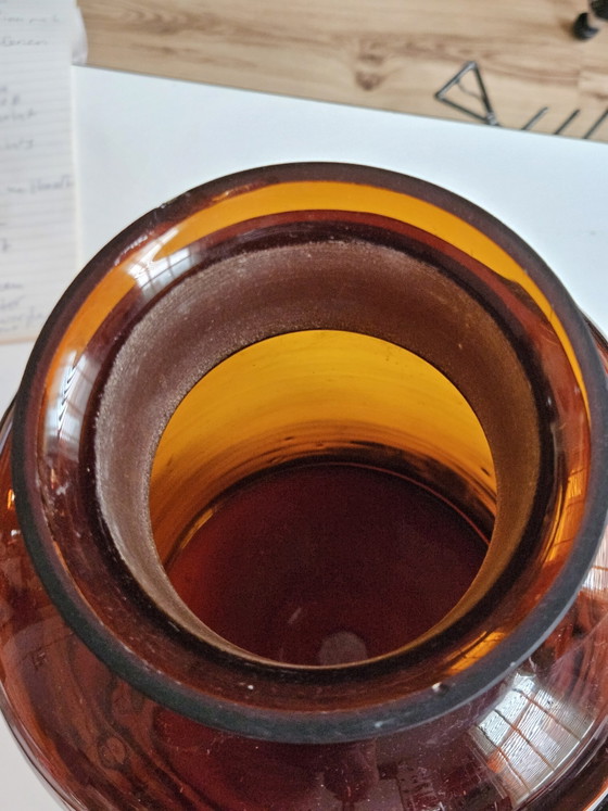 Grote Vintage Retro Medicijnpot Bruin Rookglas Jaren '40-'50 – Bonusan, Decoratieve objecten (photo 10 of 12)