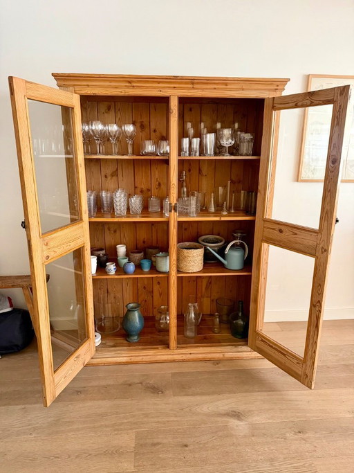Antieke grenen servieskast – opbergkast, Wood, Glass (photo 2 of 5)