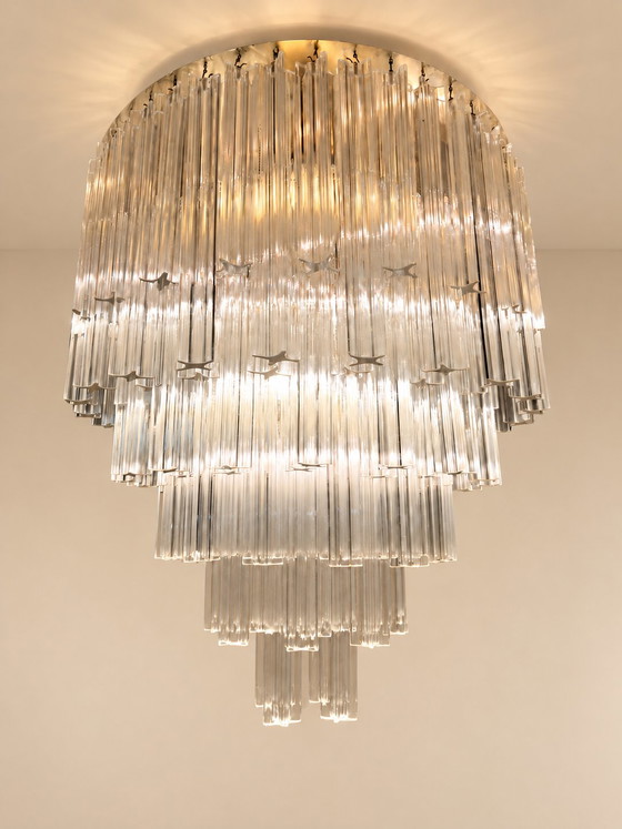 Vintage Italian Cris Big Crystal Chandelier, 1970s – Ø 60 cm – Gold (photo 7 of 9)