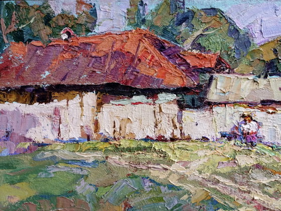 Pintura al Óleo Original Paisaje Rural Vida de Pueblo Verano Campo Día Soleado – Pinturas y dibujos, Canvas (photo 6 of 11)