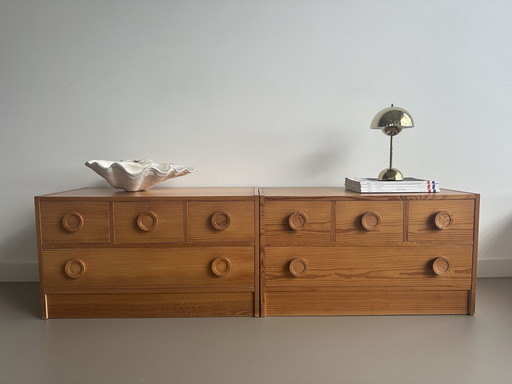 2 Vintage Deense Scandinavische Lade Kastjes Dressoir Retro