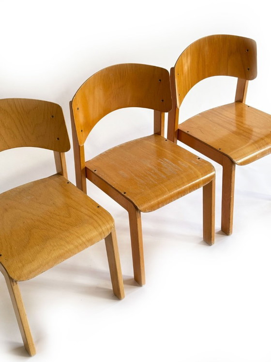 Image 1 of Chaises d'écolier vintage pour enfants, lot de 3 - empilables