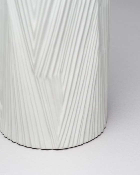 Image 1 of Rosenthal Vase Duo Martin Freyer Black & White Matte Porcelain Germany 1970s