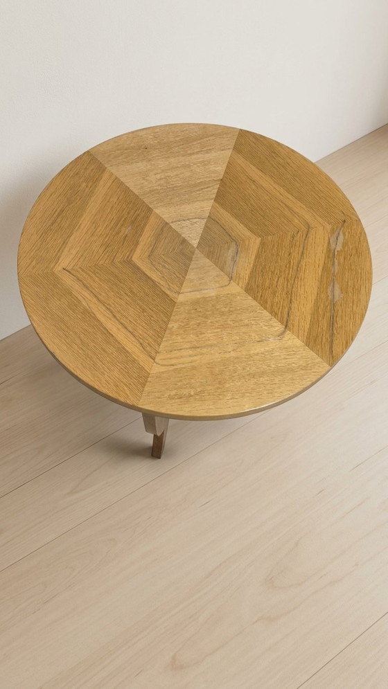 Vintage Round Wooden Coffee Table with Lower Shelf, 20th Century, 52 × 58 cm, Brown (photo 5 of 12)
