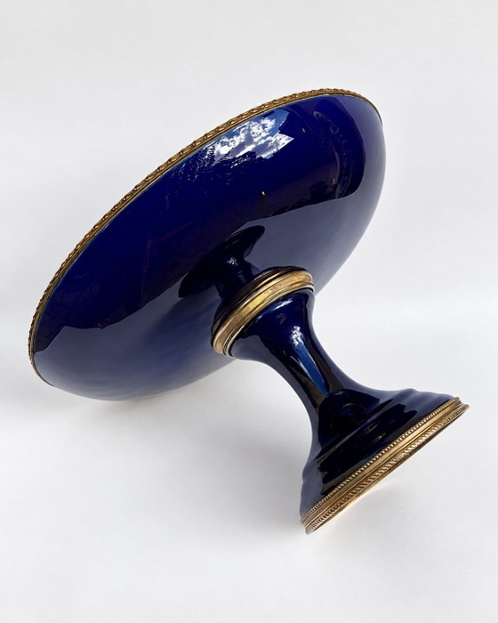 Tazza in Porcellana Blu Cobalto Stile Sèvres, Metallo Dorato, Fine XIX Secolo – Oggetti decorativi, Bronze (photo 7 of 9)