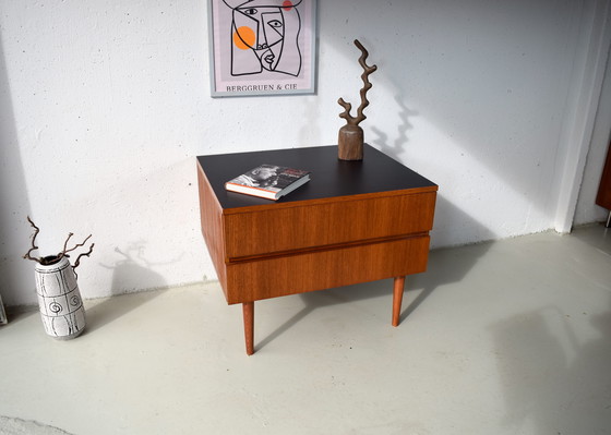 Image 1 of Mid-century teak dressoir, vintage kast, nachtkastje, ladekast