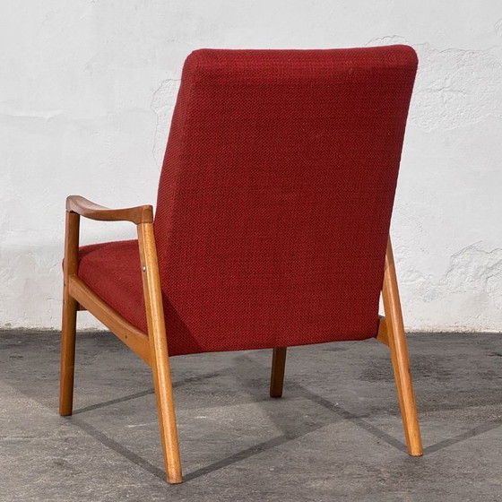 Pair of Jiří Jiroutek Red Armchairs, 1960s – Jiri Jiroutek, Textile, Wood (photo 7 of 10)