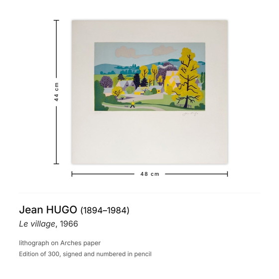 Image 1 of Jean HUGO Le village Litografía firmada 1966