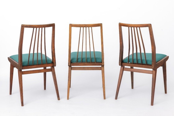 Image 1 of Set of 4 Casala Dining Chairs, Germany 1960s, Mid Century Beechwood Chairs with Turquoise Upholstery, Vintage Scandinavian Style