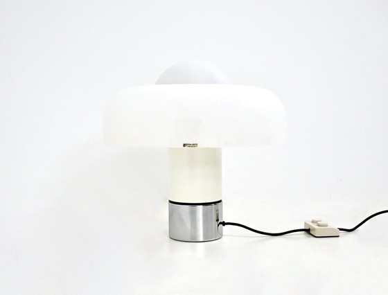 Lampe Brumbury de Luigi Massoni pour Harvey Guzzini, années 1970, Plastique, Chrome, Blanc, Space Age (photo 9 sur 13)