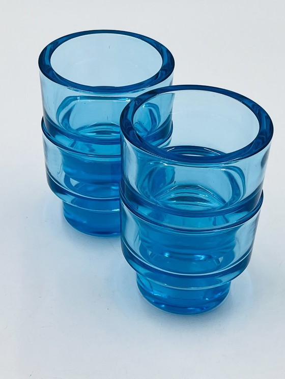 Image 1 of Set di 4 portacandele in vetro turchese acquamarina IKEA