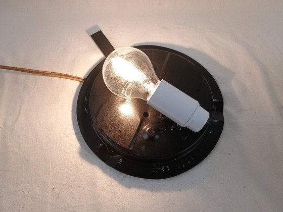 Image 1 of Vintage Glashütte Limburg 1960s Pressed Glass Ceiling Light - Textured Clear Glass Flush Mount Wall Sconce German Mid-Century