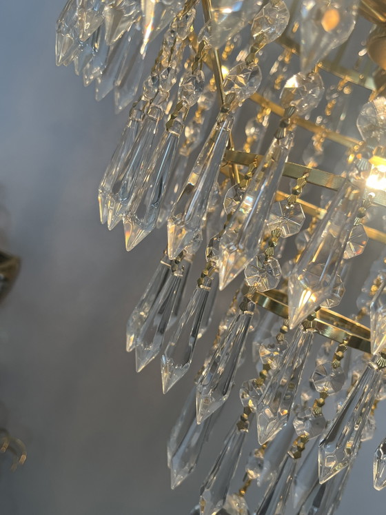 Image 1 of cut crystal point icicles chandelier
