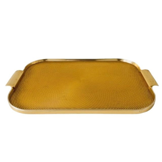Image 1 of Hollywood Regency gold colored tray Kaymet 1960's