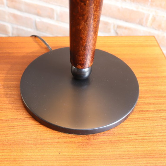 Image 1 of Vintage lamp plooikap wit hout zwart groot