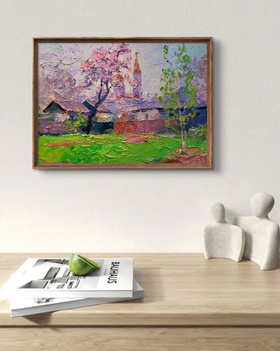 Original Oil Painting Rural Landscape Village Street Spring Has Come – Paintings & Drawings, Canvas (photo 3 of 7)