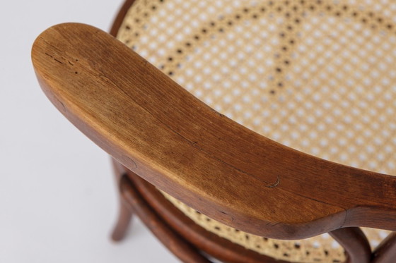 Image 1 of Vintage Bentwood Chair by Fischel Austria 1940s-1950s | Restored Beech Wood & New Rattan Seat | Desk or Dining Chair