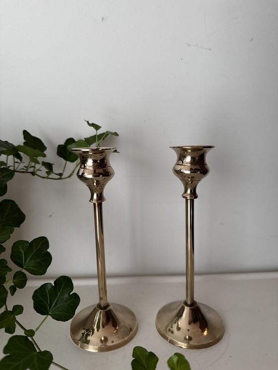 Image 1 of Set Of 2 Brass Candlesticks