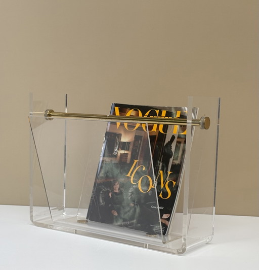 Portariviste vintage in plexiglass acrilico David Lange Roche Bobois