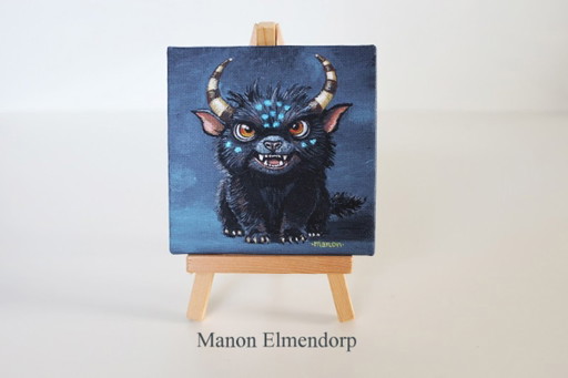 Unique Hand-Painted Fantasy Art Small Painting including Donkey