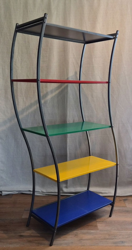 Set of Two Vintage Memphis-Style Bookcases – Memphis Style, Metal (photo 2 of 11)