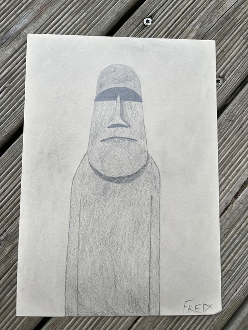 Moai Graphite Drawings.