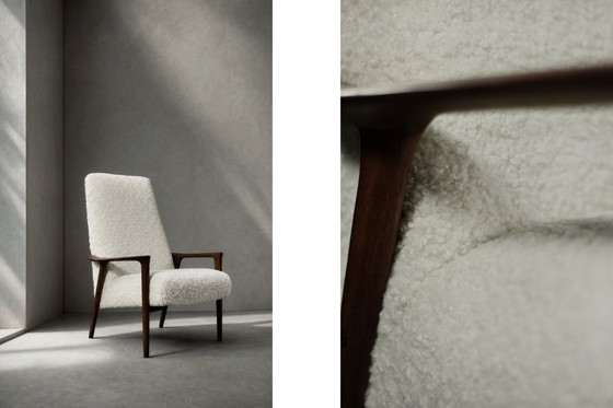 Image 1 of Poltrona Mid-Century vintage moderna in teak bianca, scandinava di Bröderna Andersson, anni '60
