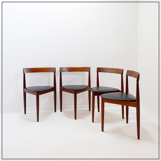 Image 1 of Juego de 4 sillas “rondette” de teca de Hans Olsen para Frem Røjle, 1950