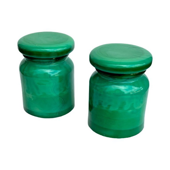 Image 1 of Malachite glass containers – Czechoslovakia, 1970s
