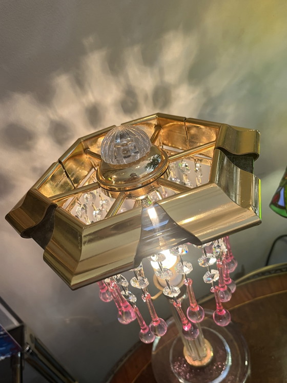 Image 1 of Vintage pink Murano Teardrop table lamp
