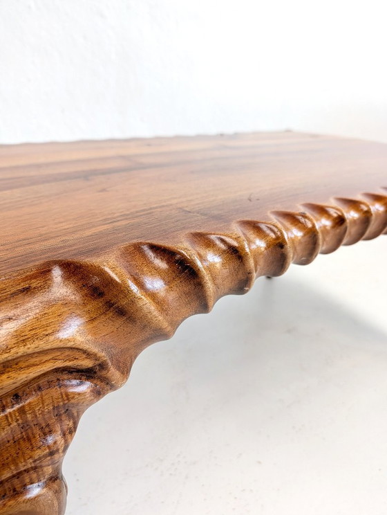 Tavolino da Caffè Scultoreo in Legno di Suar Intagliato a Mano Anni '60, Tavolini da caffè, Beige (foto 4 di 8)