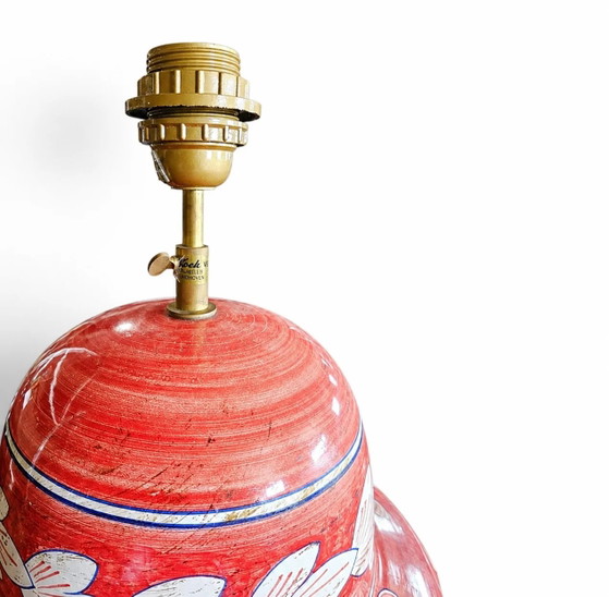 Baroque-style lamp / Decorated Sicilian ceramics / Baroque decoration on a red background – Reading Lamp (photo 8 of 8)