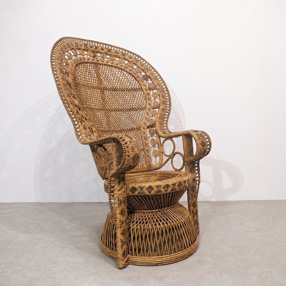 Image 1 of Vintage pauwenstoel van natuurlijk rotan — jaren 70