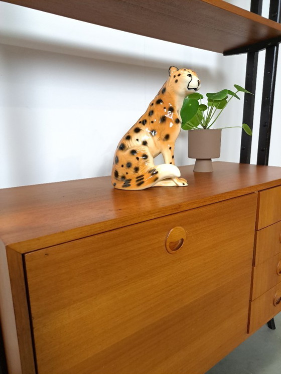 Image 1 of Teak Musterring design kast met zwarte poten