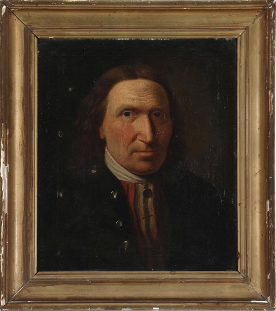 Image 1 of Portrait à l'huile ancien d'un gentilhomme danois, XIXe siècle
