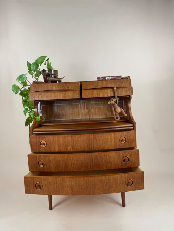 Image 1 of Gunnar Falsig for Holstebro Møbelfabrik – Sculpted Danish Teak Secretary