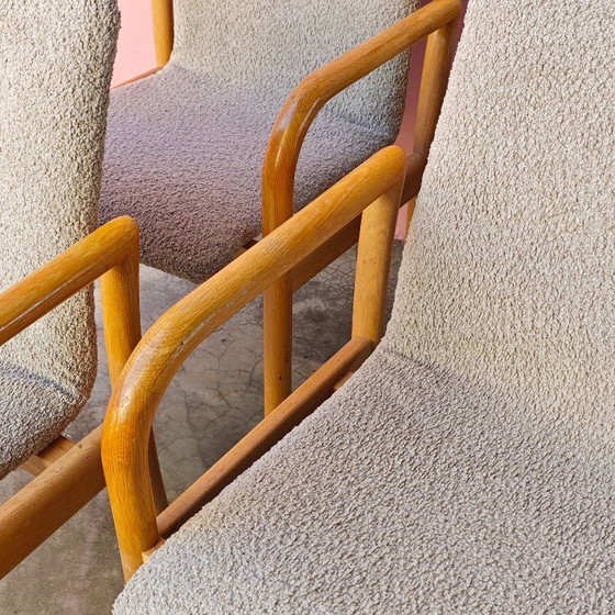 Set aus vier Hulsta Sessel mit Holzrahmen, Hülsta, Stoff, Beige, Vintage (Foto 3 von 7)