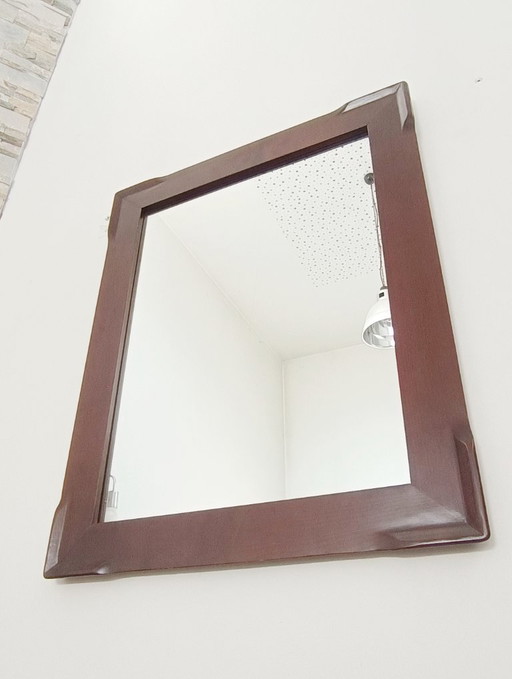 Grand Miroir en Merisier Massif France 1970s