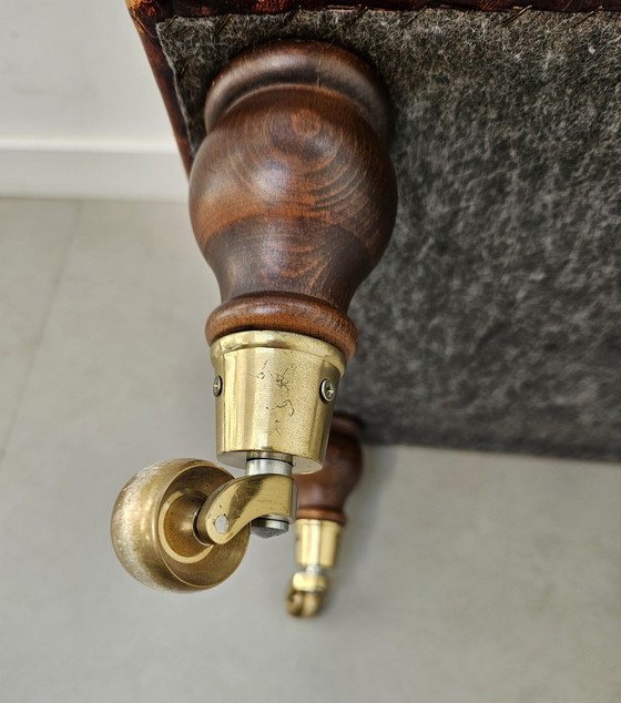 Image 1 of Vintage Hocker (Ottoman) Bruin Schapenleer