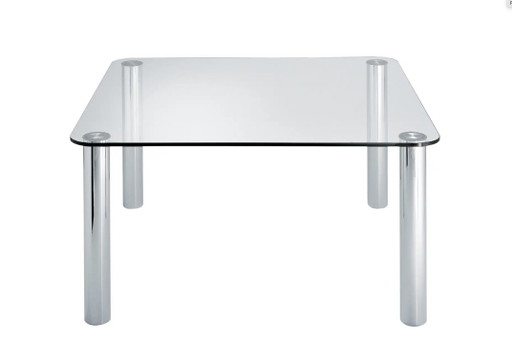 Mesa de comedor de cristal Marcuso original y poco común, diseñada por Marco Zanuso para Zanotta, Italia, 1969