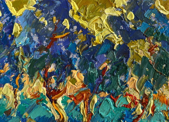 Image 1 of Original Oil Painting Evening Forest Landscape Light evening breeze