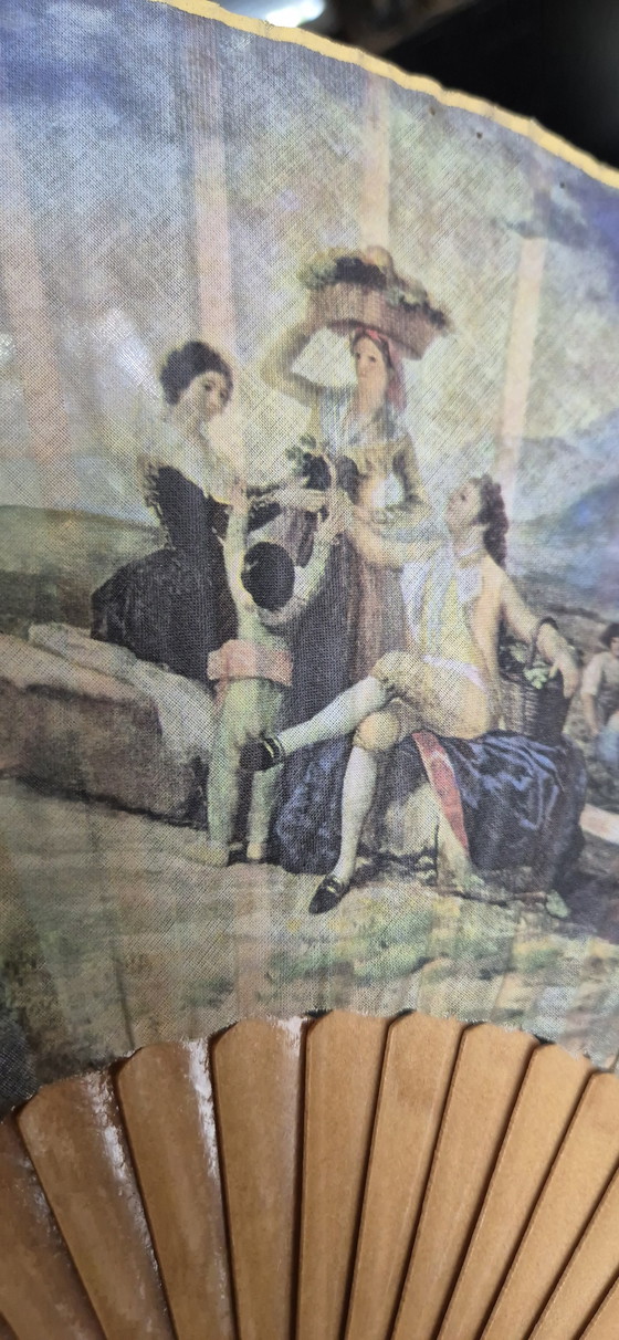 Image 1 of Vintage decoratieve waaier - Goya scène - 27 cm